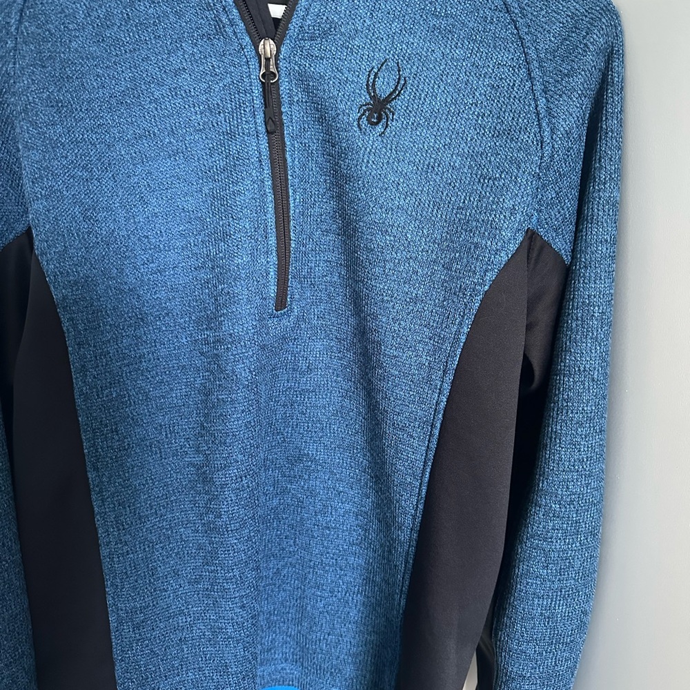 Spyder Men's Zip-Up Sweater in Blue and Black